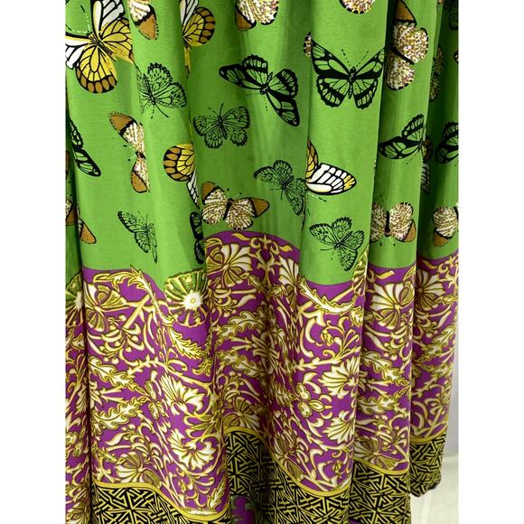 CHANGES By TOGETHER Women's Green Butterfly Mixed Print V-Neck Maxi Dress SZ 6 - Picture 5 of 9
